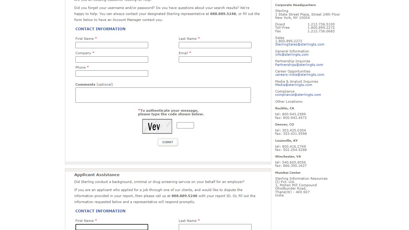 Sterling - Customer Login